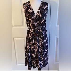 LOFT Black Floral Wrap Dress Size M